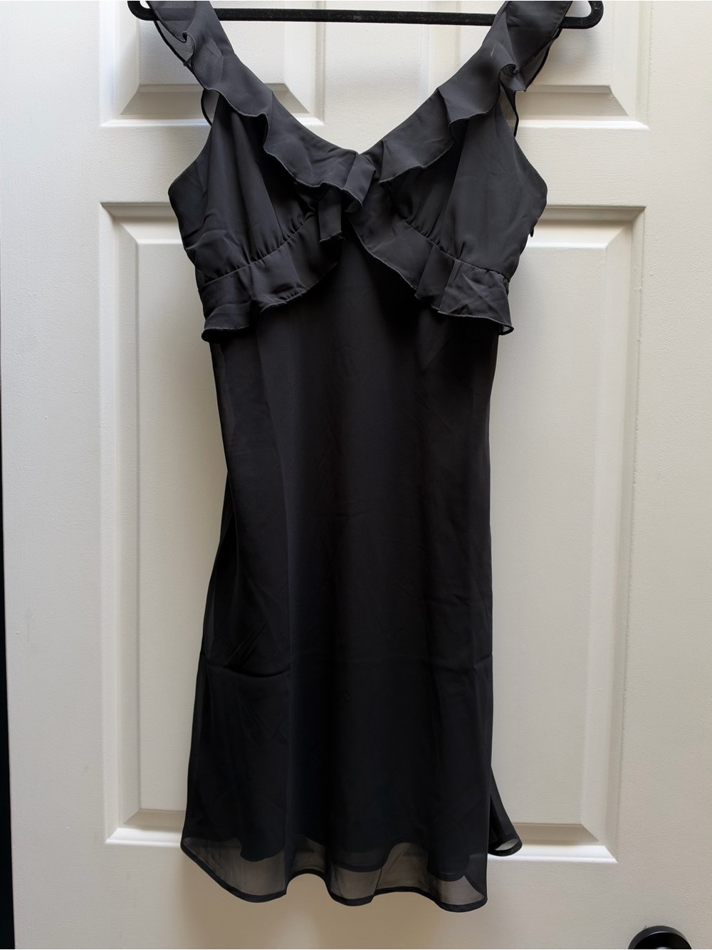 Lucky Brand Black Ruffle-Trim Mini Dress